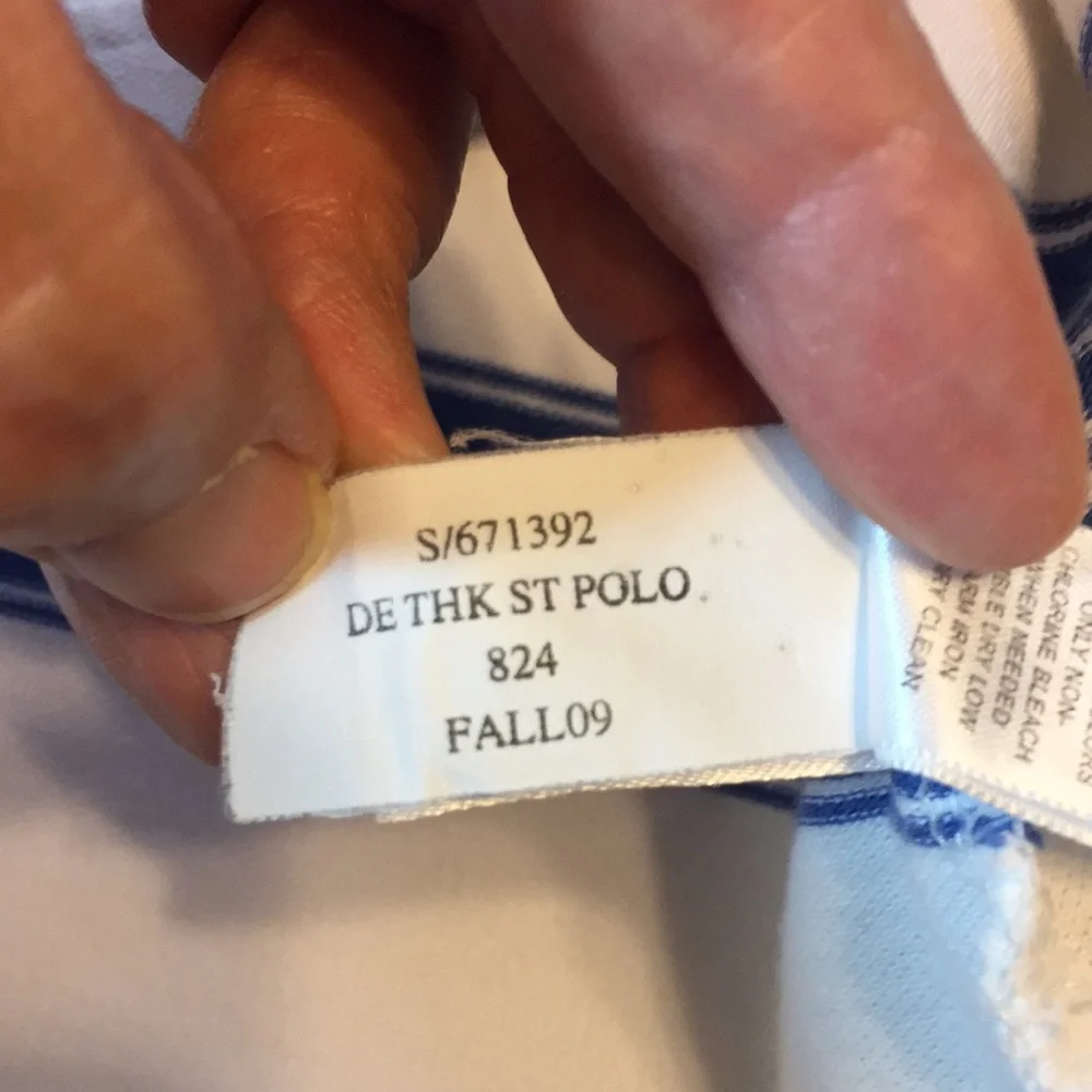 Banana Republic Fitted Polo White and Blue Stripes Size XL